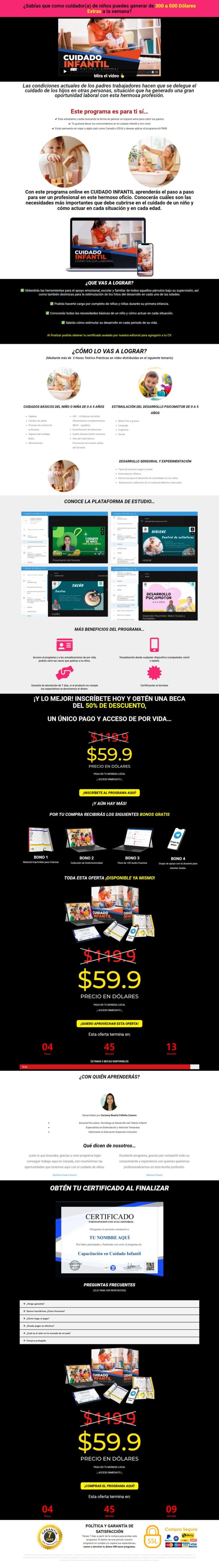 Landing Page Cuidado Infantil